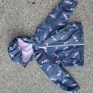 OshKosh B'Gosh Girls Dinosaur Skeleton Jacket 24 Months Grey Pink